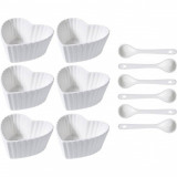 Cumpara ieftin Set servire aperitive 12 piese Heart, 4x9 cm, portelan, alb, Excellent Houseware