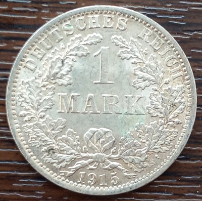 (A230) MONEDA DIN ARGINT GERMANIA - 1 MARK 1915, LIT. A, AUNC, LUCIU DE BATERE foto