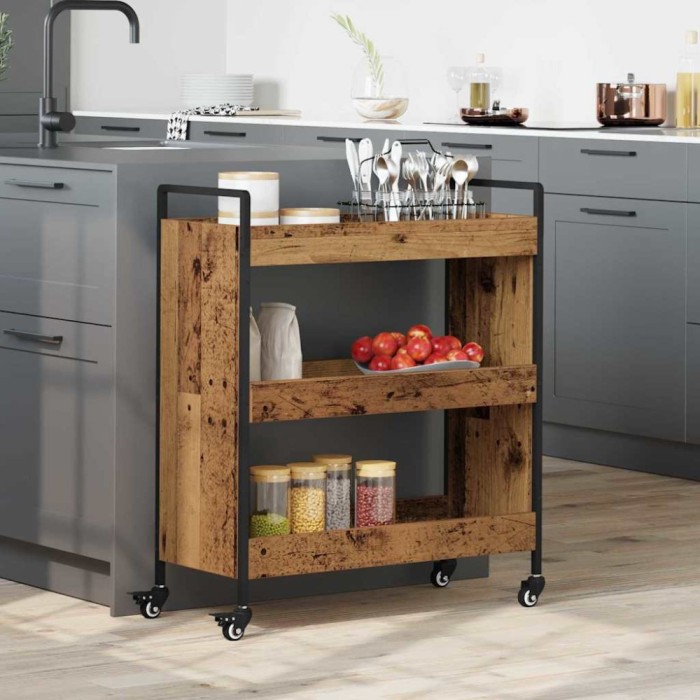 vidaXL Troler de Bucătărie Lemn vechi 70 x 30 x 82 cm Lemn compozit 879624