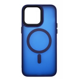 Husa din silicon compatibila MagSafe, Matte Transparent pentru iPhone 15 Pro Max Albastru inchis