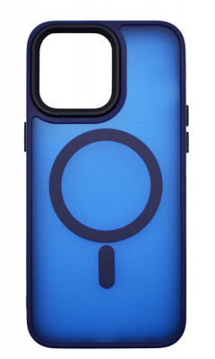 Husa din silicon compatibila MagSafe, Matte Transparent pentru iPhone 15 Pro Max Albastru inchis foto