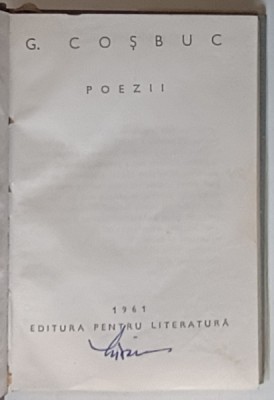 POEZII de GEORGE COSBUC , 1961 *FORMAT REDUS foto