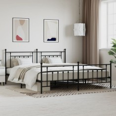 vidaXL Cadru pat metalic cu tăblii de cap/picioare, negru, 200x200 cm 353562