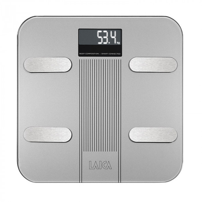 Cantar corporal Smart Body Composition Laica, 180 kg, ecran LCD, Argintiu