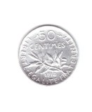 Moneda Franta 50 centimes 1918, stare foarte buna, curata, Europa, Argint
