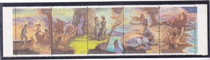 Rusia 1989 povesti din vestul salbatic de J.F. Cooper straif MNH
