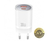 Incarcator Retea XO Design CE21 30W 3A 1 x USB-A - 1 x USB-C Alb