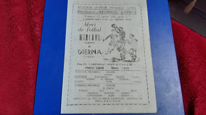 program Minerul Lupeni - Dierna Orsova