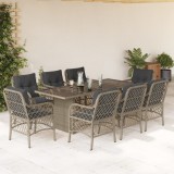 VidaXL Set mobilier grădină cu perne, 9 piese, gri deschis, poliratan 3212067