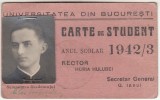 QW13 6 - 1942 - Carte de student - Facultatea de drept - Univesitatea Bucuresti