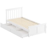 HOMCOM Cadru pat single, cadru din lemn, sertare pe roți, nu necesită somieră, 90 x 200 cm, Alb | Aosom Romania