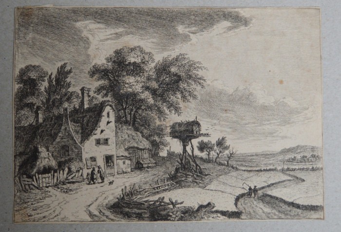Franz Edmund Weirotter &quot;Ferma cu hambar&quot; gravura veche 1761