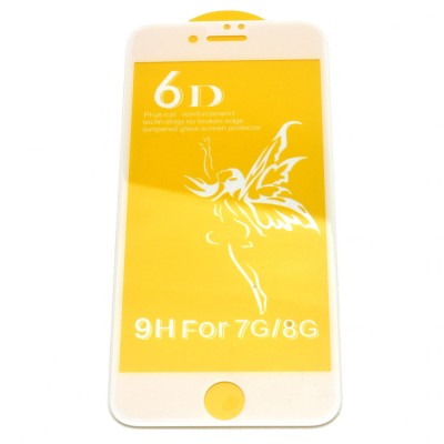 Apple iPhone 8 Folie protectie 6D sticla securizata 9H full cover full glue acoperire completa alba foto