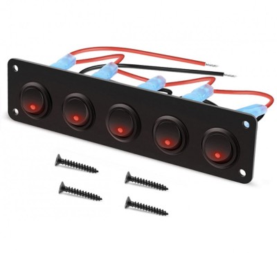 Panou 5 intrerupatoare 12V 20A foto