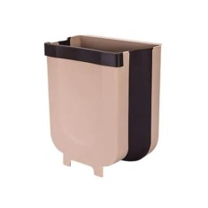 Cos de gunoi, capacitate 4L, cu fixare pe marginea mesei, pliabil, suspentat, maro