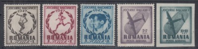 ROMANIA 1948 LP 228 JOCURILE BALCANICE SERIE MNH foto