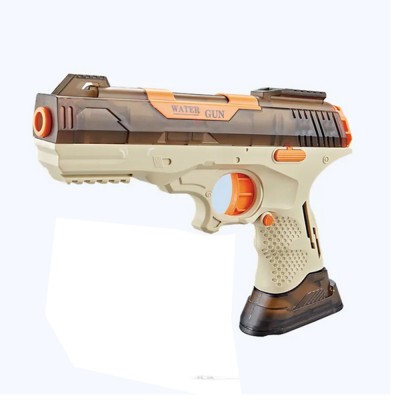 Pistol cu apa electric, 2in1, 2 rezervoare de 75 si 300 ml, reglabil, baterie, furtun, maro foto