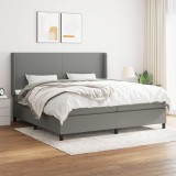 Cumpara ieftin Pat box spring cu saltea, gri &icirc;nchis, 200x200 cm, textil