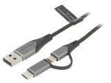 Cablu USB 2.0 0,5m USB A la Micro USB și USB C