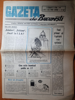 ziarul gazeta de bucuresti 4-11 august 1990-noul primar stefan ciurel foto