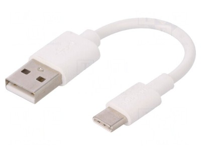Cablu USB 2.0 A la C 0.1m Alb 480Mbps foto