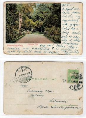 Targu Mures 1911 - Parc, Erzsebet Liget, ilustrata litho circula foto