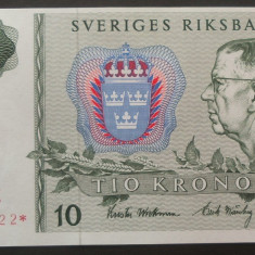 Bancnota 10 COROANE / KRONUR - SUEDIA, anul 1975 * cod 30 = UNC REPLACEMENT