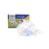 Instalatie Craciun eMazing, tip perdea, 2 m X 1 m, 120 LED-uri, prelungitor 1.5 m, 8 jocuri de lumini, interconectabila, fir transparent, interior/ext
