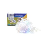 Instalatie Craciun eMazing, tip perdea, 2 m X 1 m, 120 LED-uri, prelungitor 1.5 m, 8 jocuri de lumini, interconectabila, fir transparent, interior/ext