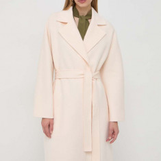 Elisabetta Franchi palton de lana culoarea roz, de tranzitie