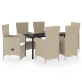 Cumpara ieftin Set de mobilier pentru gradina, cu perne, 7 piese, bej