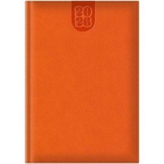 Agenda A5 datata 2026 Dakota EJ-1413, 336 pagini ivory, coperta buretata portocalie, cu margini aurii