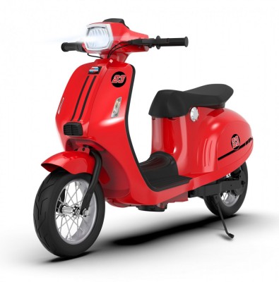 Scuter electric pentru copii, Kinderauto Retro, 350W, 24V 10Ah, roti gonflabile, music player, cadru robust, rosu foto
