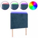 Cumpara ieftin Tablie de pat cu LED, albastru inchis, 90x5x118/128 cm, catifea