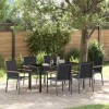 Set de masă pentru grădină 7 pcs Negru Textilene și oțel