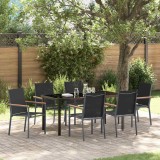 VidaXL Set de masă pentru grădină 7 pcs Negru Textilene și oțel
