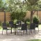 Set de masă pentru grădină 7 pcs Negru Textilene și oțel