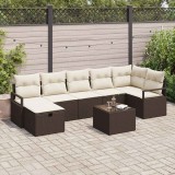 vidaXL Set de canapele pentru grădină cu pernă 8 pcs Maro Rattan poli 3360539