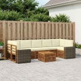 vidaXL Set de canapele de exterior cu pernă 8 pcs Natural și Crem 3384156