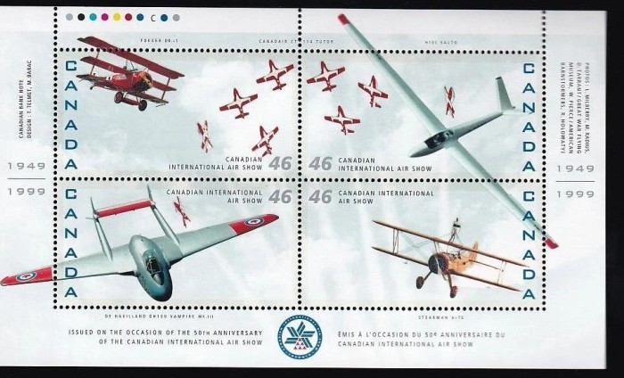 Canada 1999 - Avioane, aviație, colita neuzata