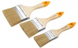 Set 3 Pensule Vopsit Tolsen, M&acirc;ner Lemn, 50mm, 75mm, 100mm, Perii PET &amp; Bristle, Ferulă Cromată, Etichetă Colorată