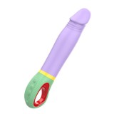 Vibrator INTENSE VELMA, din silicon de &icirc;naltă calitate, 9 funcții de vibrație, rezistent la apă IPX7, lungime inserabilă 12.6 cm, mov cu verde