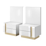 Cumpara ieftin Set 2 noptiere alb stejar grandson lucios alb City 60x46x105 cm