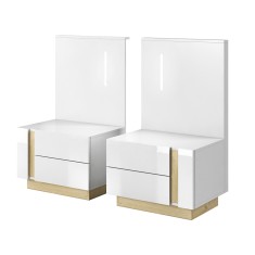 Set 2 noptiere alb stejar grandson lucios alb City 60x46x105 cm