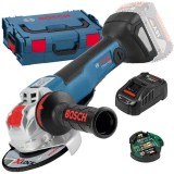 Bosch GWX 18V-10 PSC X-LOCK + GAL 1880 CV - Polizor unghiular fara acumulatori Li-Ion 18 V - Ah 125 mm valiza speciala accesorii + Incarcator acumulat