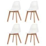 Cumpara ieftin Scaune de bucătărie, 4 buc., alb, plastic