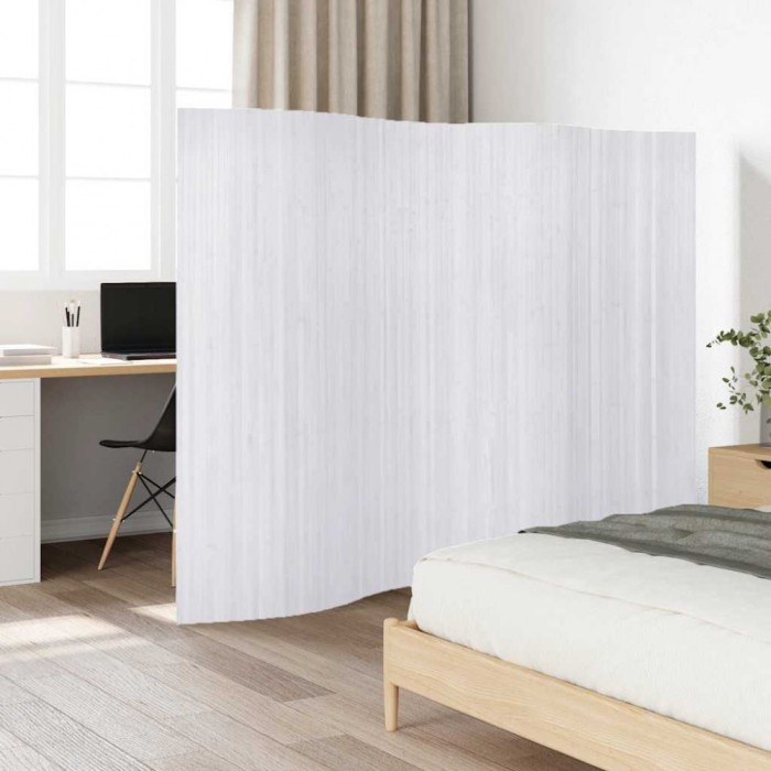 Paravan de cameră, alb, 250 x 165 cm, bambus