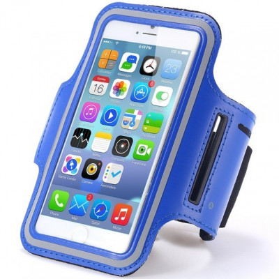 Husa Premium sport Armband, display 11.5 x 5 cm, pentru alergat/sala/fitness, albastru, negru foto
