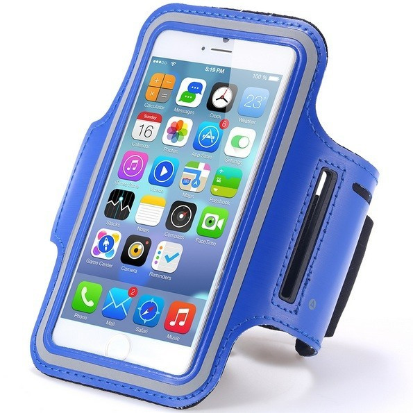 Husa Premium sport Armband, display 11.5 x 5 cm, pentru alergat/sala/fitness, albastru, negru