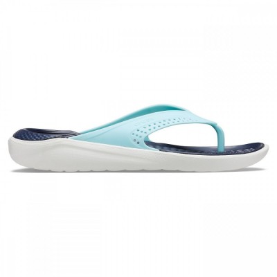 Slapi Crocs LiteRide Flip Albastru - Ice Blue/Almost White foto